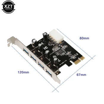 Naujausias 4 Port PCI-E, USB 3.0 HUB Plėtimosi Kortelės Adapterį 5 Gbps Greitis Kompiuterio Priedų