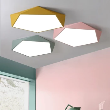 Modernus minimalistinis ultra-plonas geometrinės formos lubų lempa macarons spalvos dažų geležies LED tamsos apšvietimas miegamajame akrilo lempos