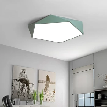 Modernus minimalistinis ultra-plonas geometrinės formos lubų lempa macarons spalvos dažų geležies LED tamsos apšvietimas miegamajame akrilo lempos