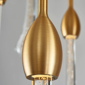 Vilioti Pakabos Lempos modernūs, prabangūs krištolo ilgas pakabukas šviesos aukso lašas dizaino led villa fojė laiptų kristalų pakabukas šviesos